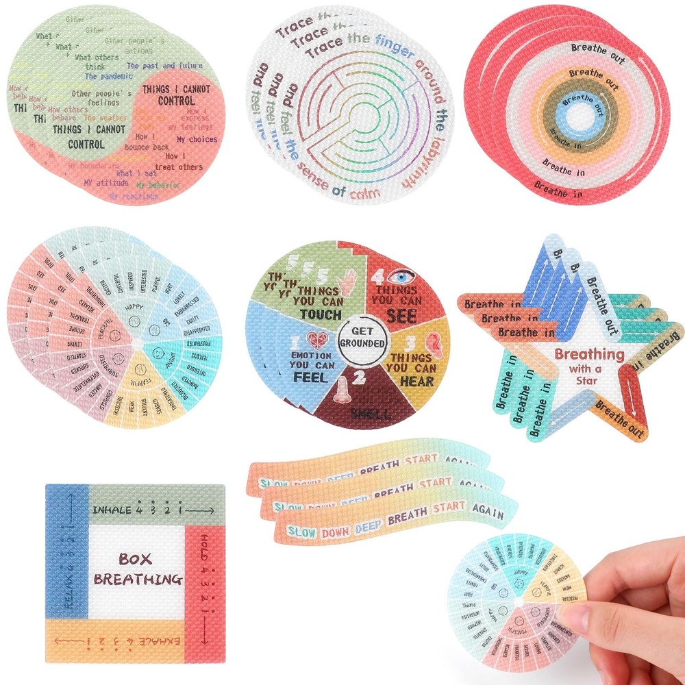 CCINEE 24 Pcs Anxiety Sensory Stickers Calm Strips Tactile Mood Calming Mindfuln