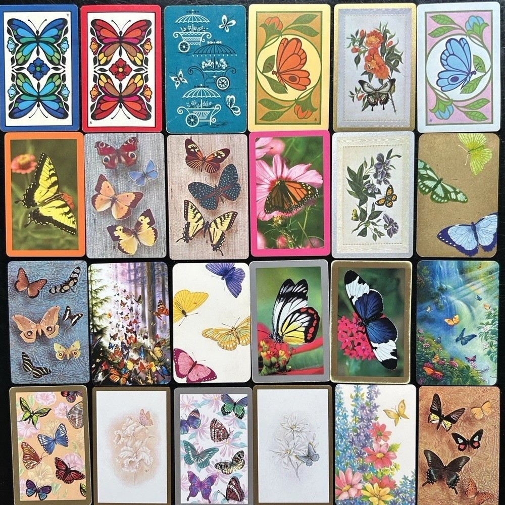 Single Swap Playing Cards Butterflies Colorful Lot of 24 cards many vintage
