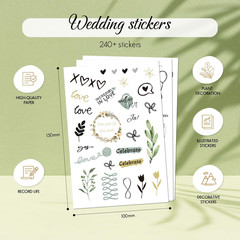 Wedding Stickers for Scrapbook | 9 Sheets Wedding Scrapbook Stickers | 241 Water