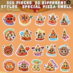 300 Pcs Scratch and Sniff Stickers Pizza Scented Motivational Sticker Assorte…