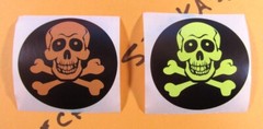Skulls Neon Green Yellow Pink Blue Orange Purple Halloween Stickers Lot