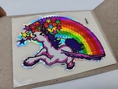 Vintage 80’s Decal Specialties BJ Prism Rainbow Unicorn Vending Sticker VH105