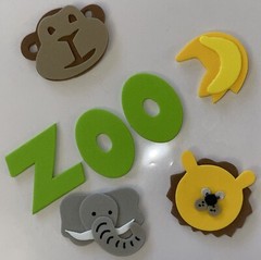 ZOO Foamies Stickers(7pc) Darice•Animals•Elephant•Lion •Monkey•Card making.