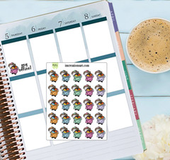 Declutter Cleaning Home Chore Tracker Hand Drawn Planner Sticker Organize Spring
