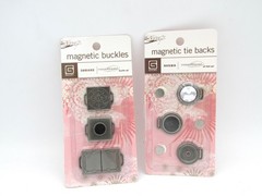 NEW IN SEALED PKG: Vintage Basic Grey MAGNETIC BUCKLES & TIE BACKS