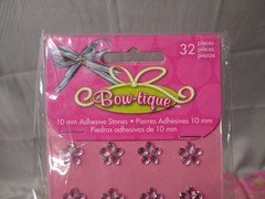 Lot of 160 Bow-Tique Horizon Fabrics 10mm Self Adhesive Pink & Crystal Flowers