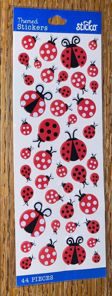 Sticko Red Lady Bugs Mini-Medium Size Ladybugs Polkadot Card Scrapbook Stickers