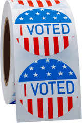 Hybsk I Voted with Red, White, and Blue Circle Stickers 1.5 Inch round 500 Label