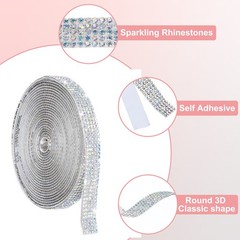 4 Yard 5 Rows Self Adhesive Crystal Rhinestone Ribbon Roll AB Color