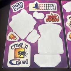 Vtg Halloween Stickers Trick Or Treat Creep N Crawl Bat Eek Boo