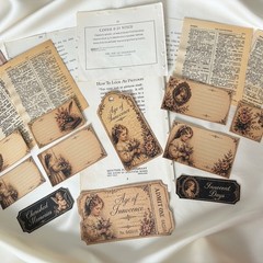 Vintage Victorian Junk Journal Kit Ephemera Bundle Tags Papers Lace 60+ Pieces