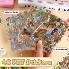 20 Sets DIY 3D Sticker Scene, Sticker Collection Book Make Your Own Shop House C