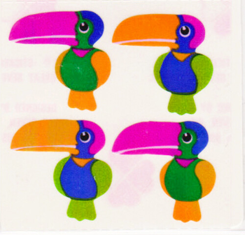 Vintage 80’s Great Seven 7 PEARLY Colorful Toucans Birds Sticker Mod