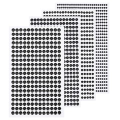 1792 Pcs 4 Sheets Black Rhinestone Stickers 3/4/5/6 mm Self Adhesive Gems