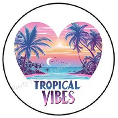 TROPICAL VIBES SUMMER BEACH ENVELOPE SEALS LABELS STICKERS PARTY FAVORS