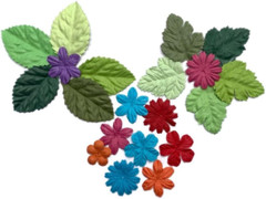 200 Pcs Handmade Mixed Mulberry Paper Flowers Petals and Leaves Scrapbooking Wed