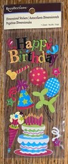 Recollections Happy Birthday Cake Balloons Party Hats Streamer Scrapbook Sticker