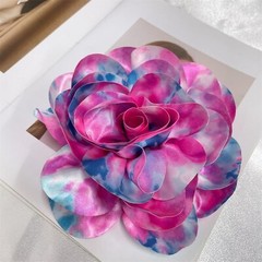 Dainty Dyed Satin Fabric Leopard Print Rose Flower Extra Large Big Brooches L…