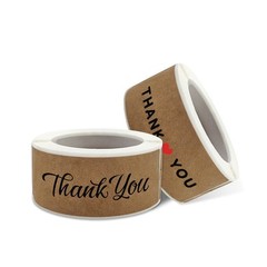 720 PCS 1″ x 3″ Thank You Stickers Rectangle Gift Seal Kraft Paper Thank You