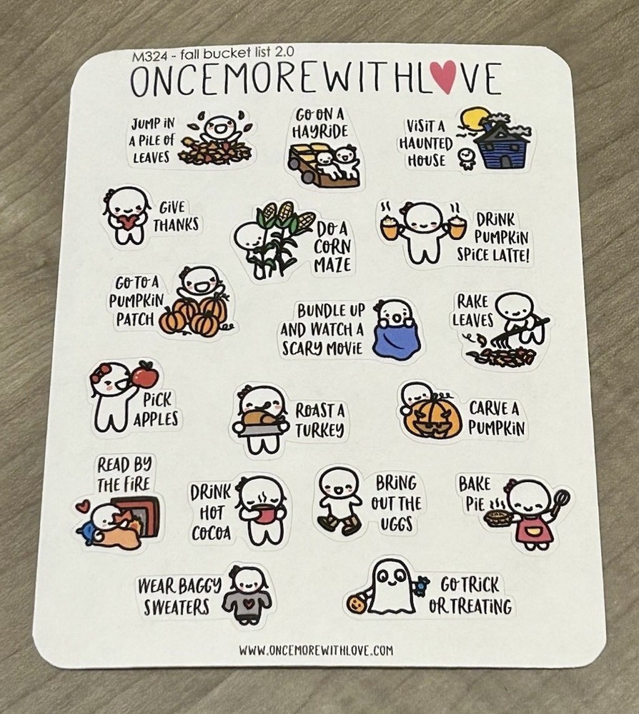 NEW Once More With Love ❤️ Fall Bucket List 2.0 Sticker Sheet OMWL Stickers