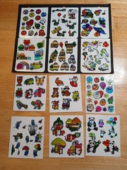 Vintage 1980s Stickers Prism Sparkle BJ Unicorns Insects Animals Faces 12 Sheets