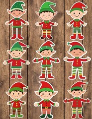 Cute Christmas Elf Die Cut Vinyl Stickers Set Scrapbooking Laptop Waterbottle