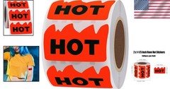 500pcs Rave Hot Stickers 2 x 1-1/5 Inch Fluorescent Red Hot Flame Fire Shape …