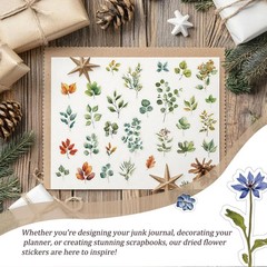 450 Pcs Flower Stickers for Scrapbook Supplies, Dried Pressed Flowers Scrapbook,