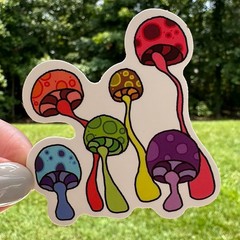 MUSHROOMS fun stickers 50 decals water bottle computer