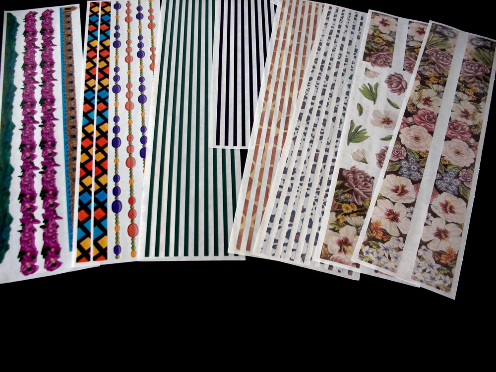Seven Gr Length Stickers Lines, Floral , Animal Print Lines, Creative Memories.