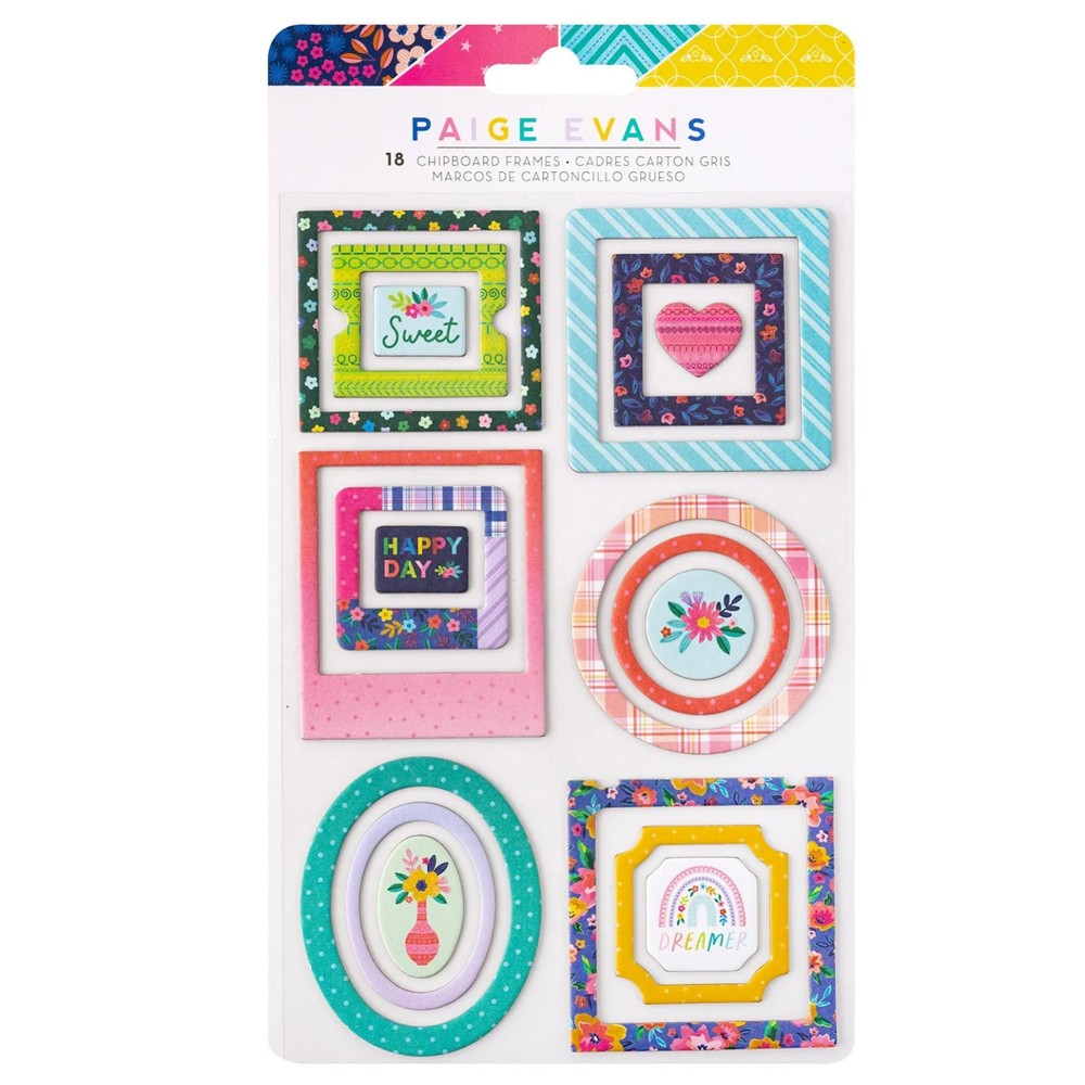 Paige Evans BLOOMING WILD MINI FRAMES CHIPBOARD STICKERS scrapbooking
