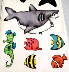 SEI Whimsical Sea Animals Clear Stickers Shark Killer Whale Ocean Scrapbooking