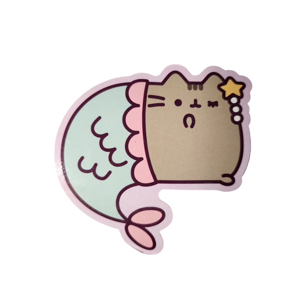 Pusheen the Cat Cute Pink and Green Mermaid Sticker