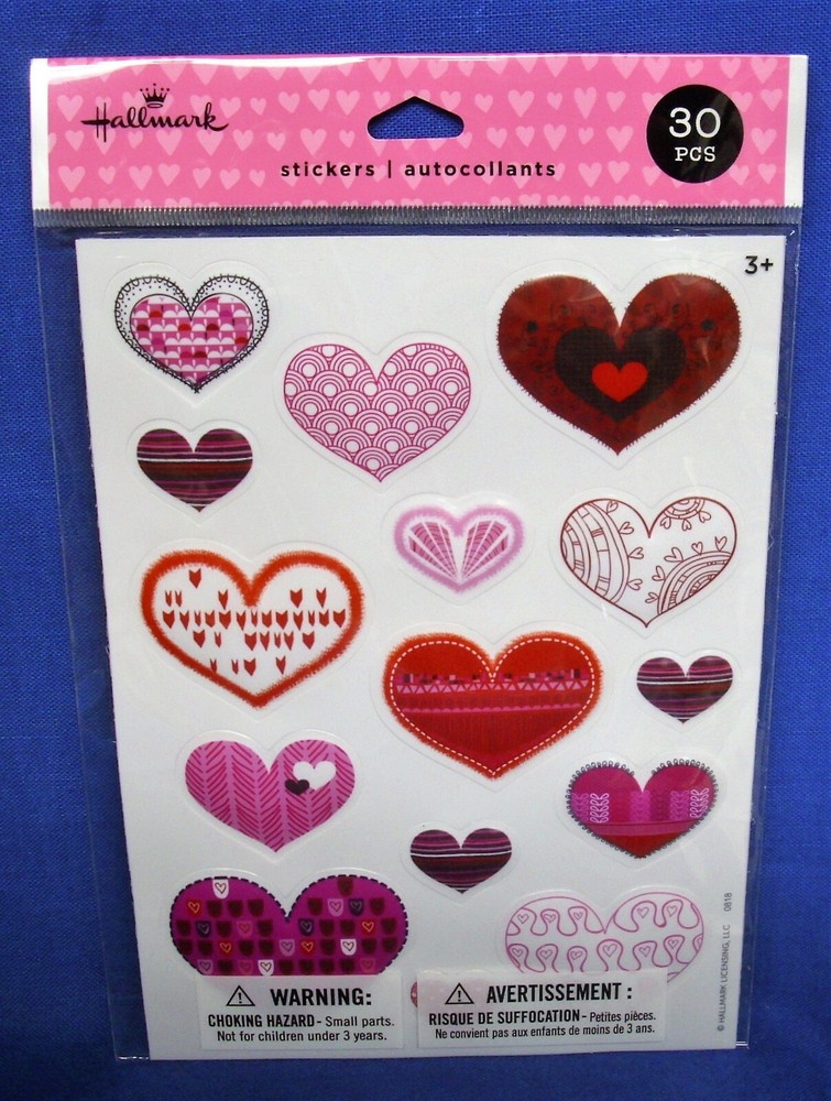 Hallmark Rigid Valentine’s Day Stickers Hearts Love NIP Free Shipping Over $15