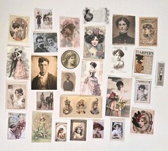 People & Children Junk Journal Kit Vintage Style Paper Stickers Images Ephemera