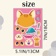 27 Sheets Cat Make a Face Sticker Sheets for Kids Todders Activities, Make Your