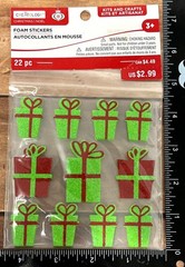 CreAtology Christmas Present Foam Stickers 22 Pc Green & Red Gift Shapes New