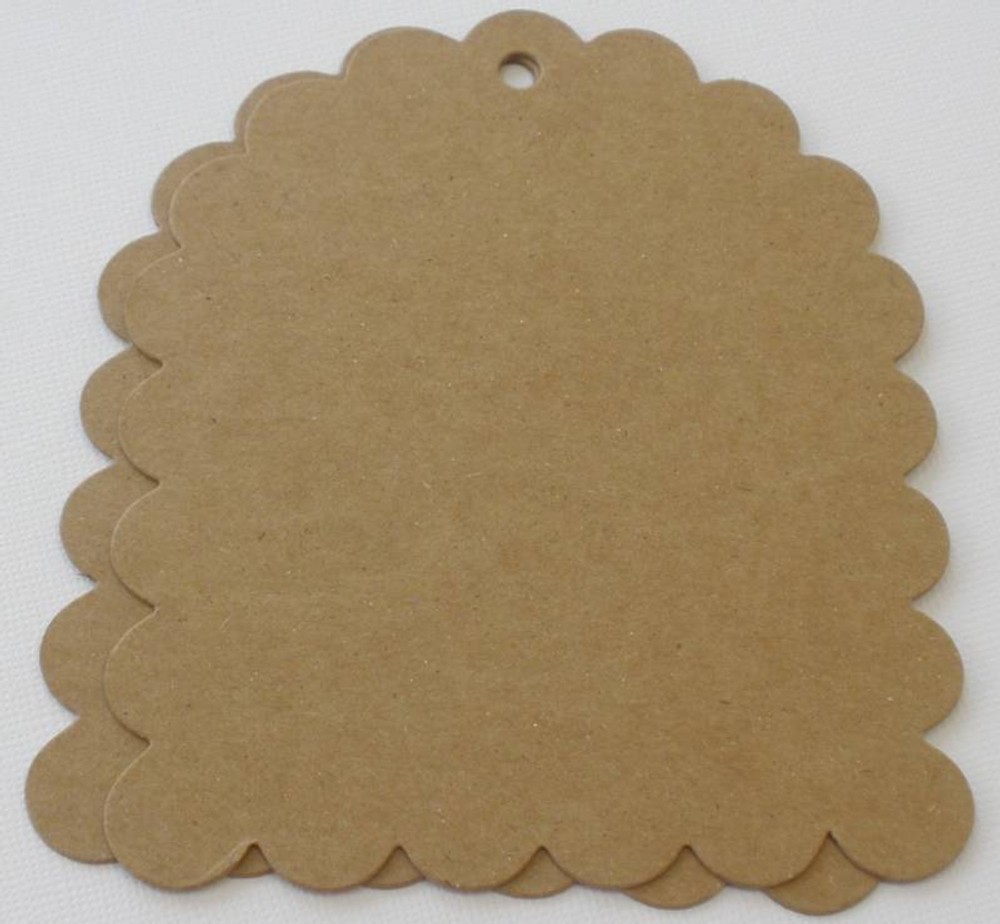 {3} *SUPER SCALLOP CRESCENT TAG* Raw Chipboard Die cuts