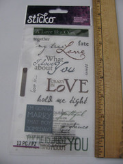 Sticko Stickers MY TRUE LOVE Words & Phrases 13 Pieces NIP