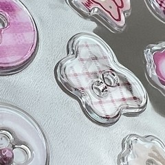 Cute Epoxy Button Stickers Pink Junk Journaling Collage Scrapbooking