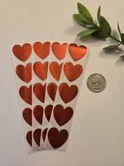 20 SPARKLE HEART STICKERS/GLITTER HEART STICKERS/RED HEART STICKERS/VALENTINES