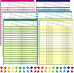 Youngever 6 Pack Multi-Color Laminated Dry Erase 17 x 22 inch, Multi-color