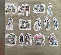 14 Jane Austen People and Places Junk Journal Stickers Scrapbook Ephemera