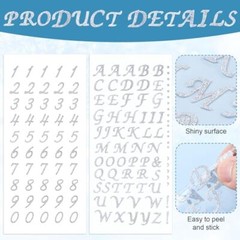 8 Sheets Glitter Letter Stickers for Graduation Cap Self-Adhesive Silver