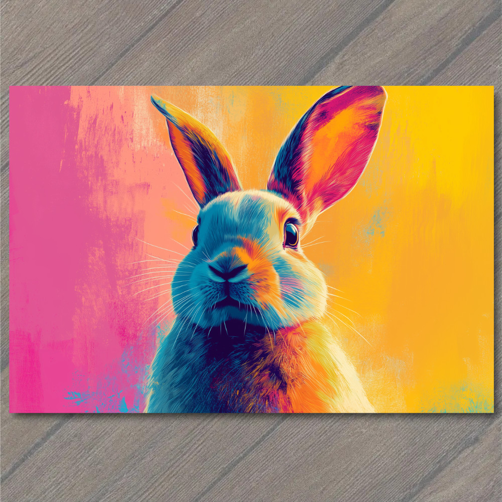 STICKER Bunny Rabbit Easter Color Explosion Whimsical Bright Pop Art Neon Fun