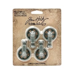 Tim Holtz Idea-Ology Mini Pulley Wheels TH Ideaology Small, Antique Nickel