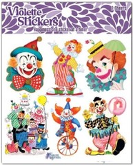 Violette Stickers 2 Sheets Bright Clowns Vintage Party