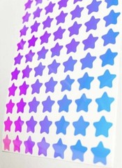 White/Blue Holographic Star Stickers! ~ 0.3 to 1.5 inch Custom Size