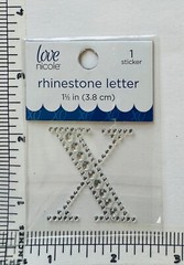 Letter X Rhinestone Sticker 1.5″ Clear Silver Glitter Scrapbook Monogram Bling