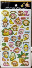 GAIA Topping LAB Banana Sticker Kawaii Animal Monkey Fruits Cartoon MADE JAPAN